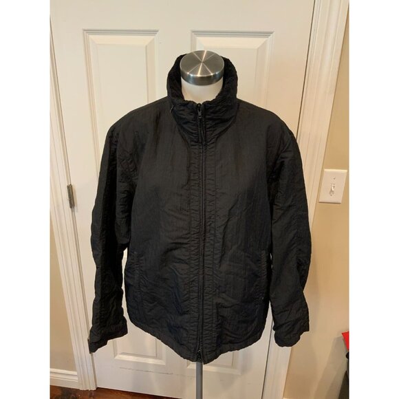 Armani Collezioni Black Nylon Fleece Lined Zip-Up Jacket, Size 10 (US), 44 (IT) - Picture 1 of 8